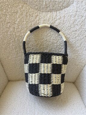 ZARA Woven Checkerboard Bucket Summer Bag